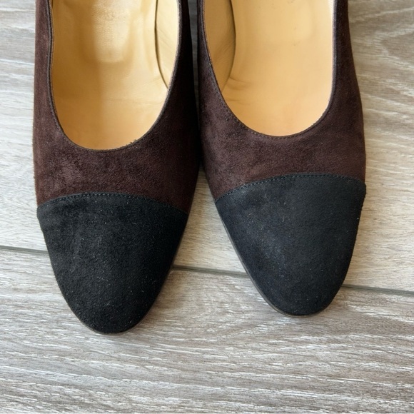Di Sandro Brown Black Two Tuned Suede Leather Custom Heel Pump - Picture 5 of 13